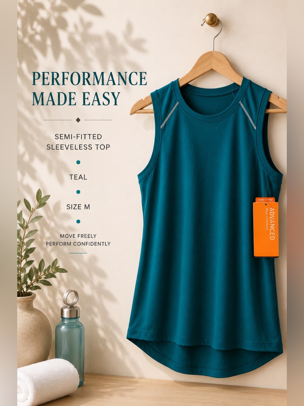 Champion Advanced Performance Semi-Fitted Sleeveless Athletic Top Teal Size M